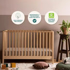 3-in-1 Convertible Crib, Solid Beechwood, GREENGUARD Gold Certified, Made in Italy