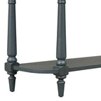 Retro Narrow Console Table with Curved Corner, Top Drawer & Open Shelf