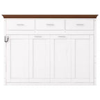 Twin Size Murphy Bed with 3 Drawers, Folding Wall Cabinet Bed, White