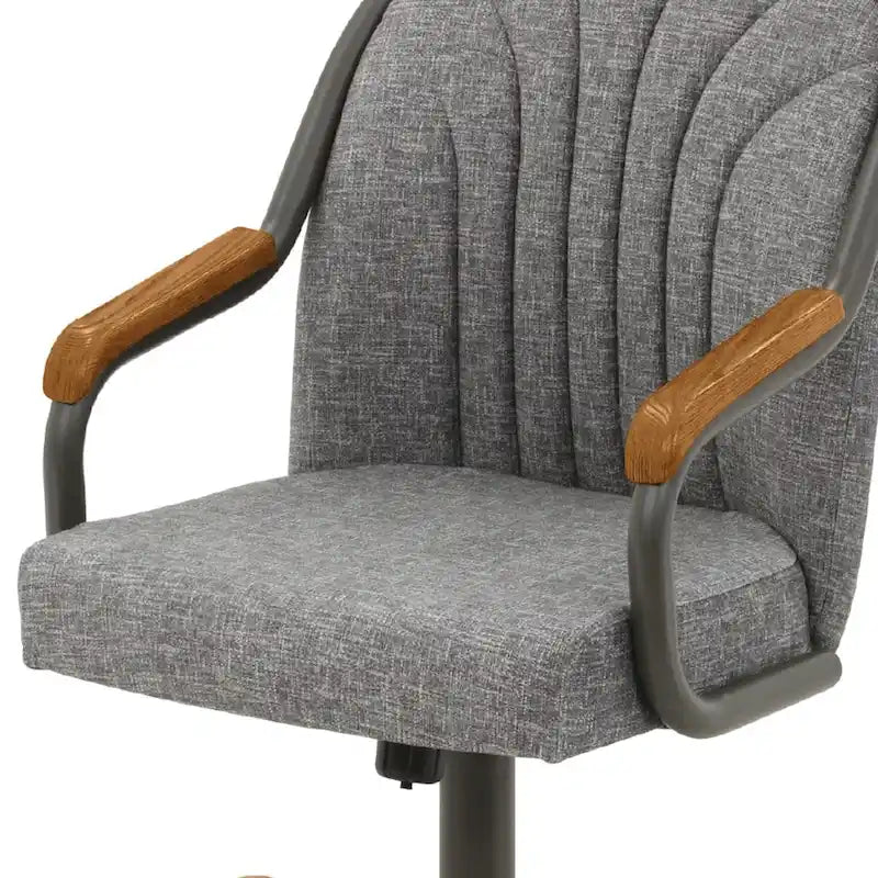 Chromcraft Douglas Caster Dining Chairs in Chestnut, Gray Finish (Set of 2)