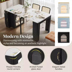 Whisen Extendable Dining Table, Mobile Rolling Island Table with 3 Removable Middle Leaves, Storage Cabinet
