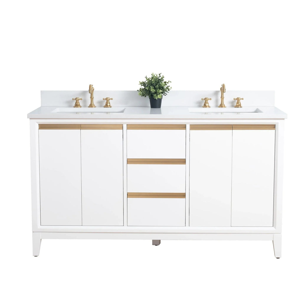Vanity Art Bathroom Vanity with Ceramic Sink and Engineered Marble Top