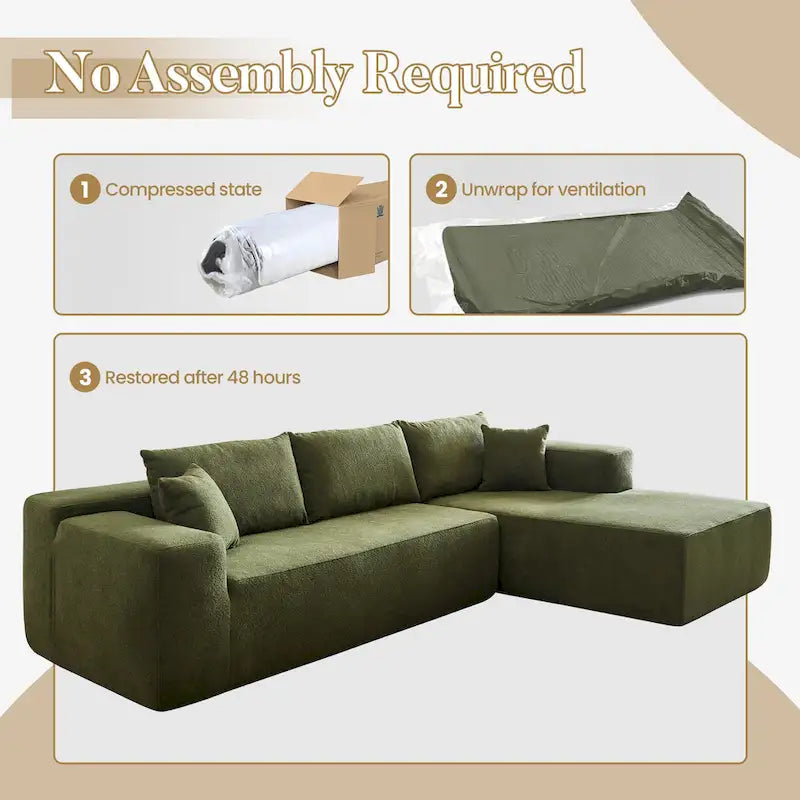 Modern Upholstery Chaise Sofa with Pillows for Living Room