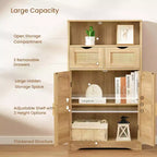 Rattan Storage Cabinet with 2 Drawers & Adjustable Shelves for Kitchen/Home