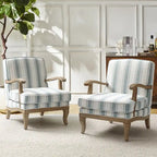 Rinaldo Farmhouse Polyester Armchair with Solid Wood Legs Set of 2 by HULALA HOME