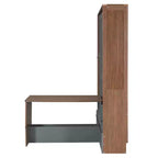Full Size Murphy Bed, Wooden Full Cabinet Bed Wall Bed with Foldable Desk, Folding Wall Chest Bed for Guest Room Office