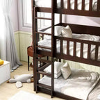 Triple Twin Bunk for Kids, Twin over Twin over Twin Detachable Bunk Bed with Ladder and Guardrail, Separate into 3 Beds