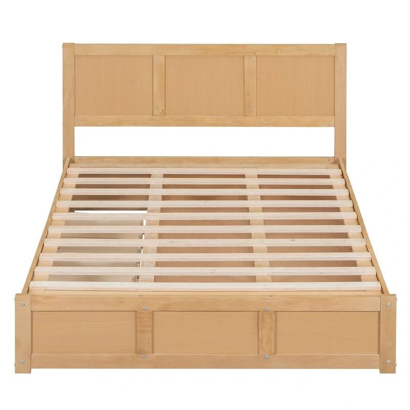 Wood Platform Bed with Underneath Storage and 2 Drawers