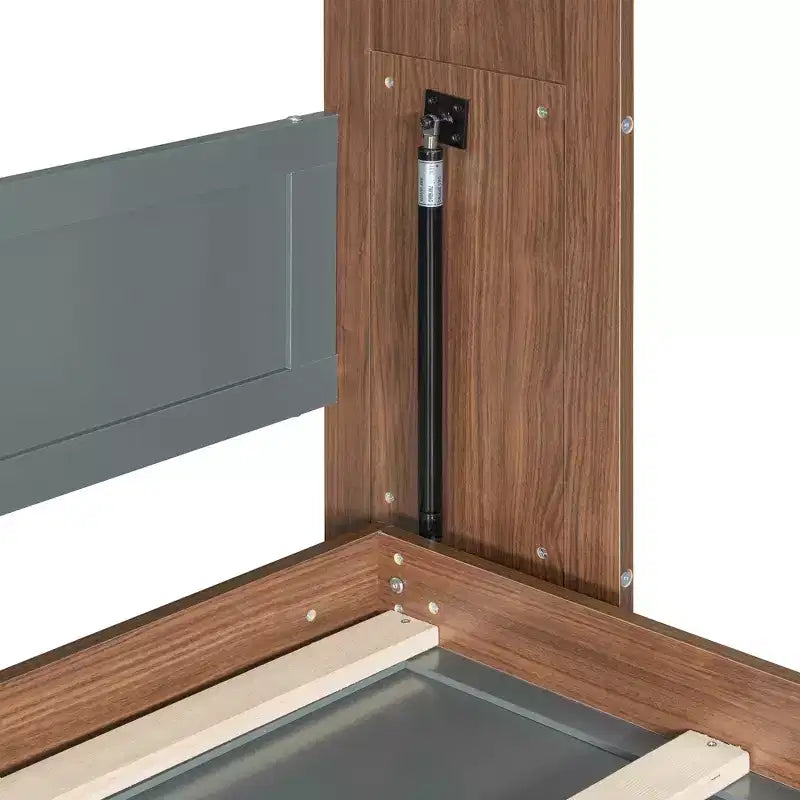 Full Size Murphy Bed, Wooden Full Cabinet Bed Wall Bed with Foldable Desk, Folding Wall Chest Bed for Guest Room Office