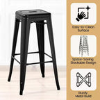 Yaheetech Set of 4 Metal Backless Counter Height Bar Stools Stackable Chairs