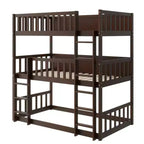 Triple Twin Bunk for Kids, Twin over Twin over Twin Detachable Bunk Bed with Ladder and Guardrail, Separate into 3 Beds