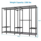 Extra Large Portable Closet Rack Heavy Duty Clothes Rack Max Load 1300 lbs