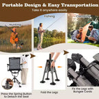 Costway Portable Hunting Chair w/360 Swivel Adjustable Legs & Armrests Holder