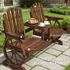 GDFStudio Sydel Wagon Wheel Patio Bench with Center Table and Storage Compartment