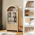 71 Tall Arched Storage Cabinet with 2 Acrylic Doors and Shelves for Living Room