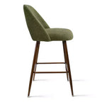 Set of 3 Mid-Century Modern Counter Height Bar Stools, 26 Upholstered Kitchen Island Chairs with Walnut Finish Metal Legs - Panipeachy