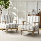 Rinaldo Farmhouse Polyester Armchair with Solid Wood Legs Set of 2 by HULALA HOME