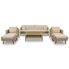 Whisen 6-Pieces All Weather PE Wicker Sofa Set, Outdoor Rattan sofa With Double Cushions