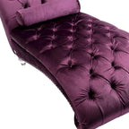 Purple Upholstered Tufted Chaise Lounge Chair with Pillow and Acrylic Legs
