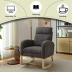 Modern 29.5 High Back Upholstered Rocking Chair with Solid Wood Legs and Adjustable Footrest