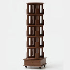 Wooden Vertical Narrow Rotating Bookcase