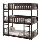 Triple Twin Bunk for Kids, Twin over Twin over Twin Detachable Bunk Bed with Ladder and Guardrail, Separate into 3 Beds