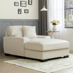 Modern Mid-Century Oversized Chaise Sleeper Sofa with Pillow