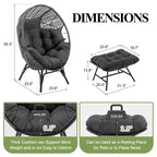 FINCATI Indoor Eggs Chair, 440 lbs Egg Chair Outdoor, Oversized Egg Chair with Ottoman, Luxury Cozy Egg Chair with Foot Rest