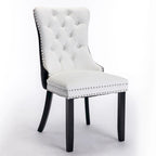 High Back Dining Chairs Set of 2, Upholstered PU Leather Kitchen Chairs Side Chair with Rear Handle Wood Legs