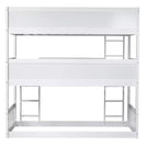 Triple Twin Bunk for Kids, Twin over Twin over Twin Detachable Bunk Bed with Ladder and Guardrail, Separate into 3 Beds