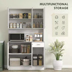 71 Kitchen Pantry Cabinet, Tall Storage Cabinet with Microwave Stand, Modern Kitchen Hutch,3 Adjustable Shelves for Living Room, Dining Room