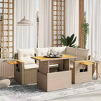 vidaXL 4 Piece Patio Sofa Set with Cushions Poly Rattan Acacia