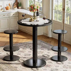 Lantine 39.4-Inch H Round Bar Table Set, Modern Black Bistro Pub Table with 2 Barstools for Kitchen, Living Room, Apartment