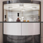 Multiple Levels Glass and Metal Shelf Storage Display Corner Wine Cabinet