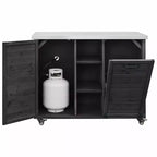 78.3-Inch Outdoor Kitchen Island with Stainless Steel Countertop, Foldable BBQ Station, and Storage Cabinets, Black