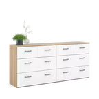 Tvilum,8 Drawer Double Dresser Oak Structure/White