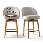 Set of 2 Modern Swivel Counter Stools with Upholstered Seat, 360 Rotating Kitchen Island or Home Bar Chairs with Solid Wood Legs-Panipeachy
