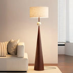 Contemporary Tapered Metal Floor Lamp Fabric Shade