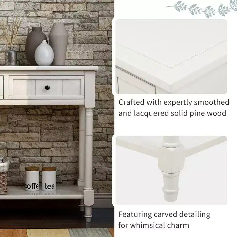 The Misty Moon Daisy Series Console Table Traditional Design with Two Drawers and Bottom Shelf (Espresso)
