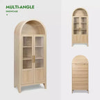 71 Tall Arched Storage Cabinet with 2 Acrylic Doors and Shelves for Living Room
