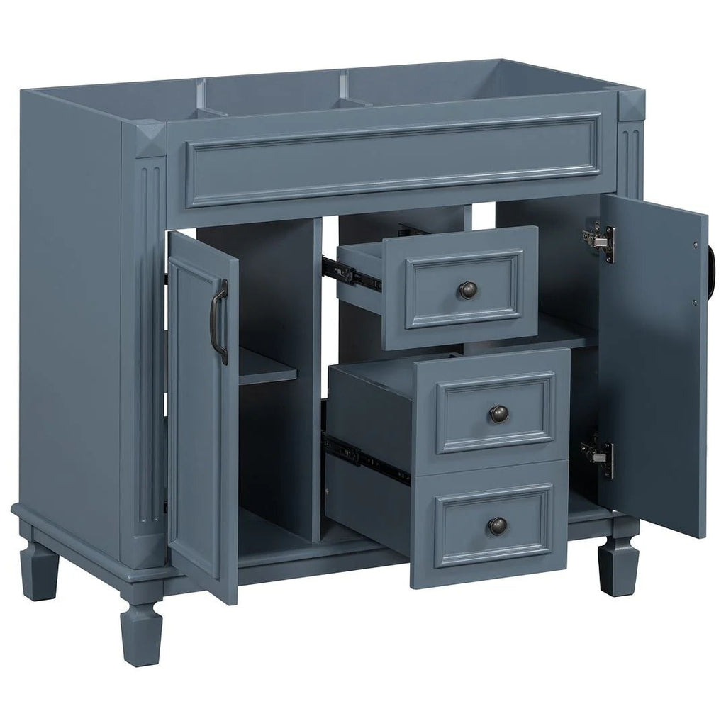 36 Modern Bathroom Vanity with Top Sink and Mirror Cabinet,2 Doors and 2 Drawers