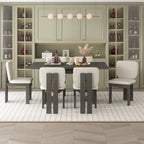 7-Piece Transitional Wooden Dining Set with Rectangular Table & 6 Chairs