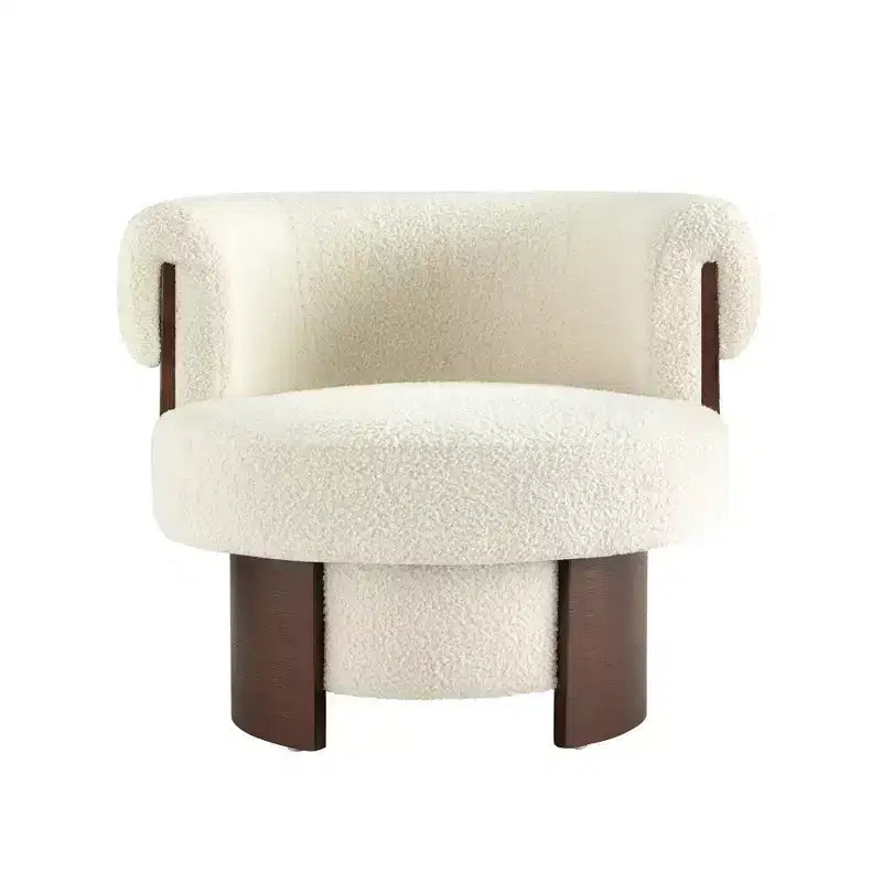 Whisen 360 Swivel Barrel Chair with Sculptural Bentwood Design, Solid Wood Frame, 32 Wide, Versatile for Living Room and Bedroom