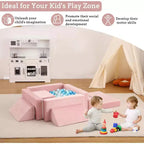 Climbing Indoor Sofa, 12 Pcs Modular Play Couch with Square Ball Pit & Climbing Slope, Cushion Play Set