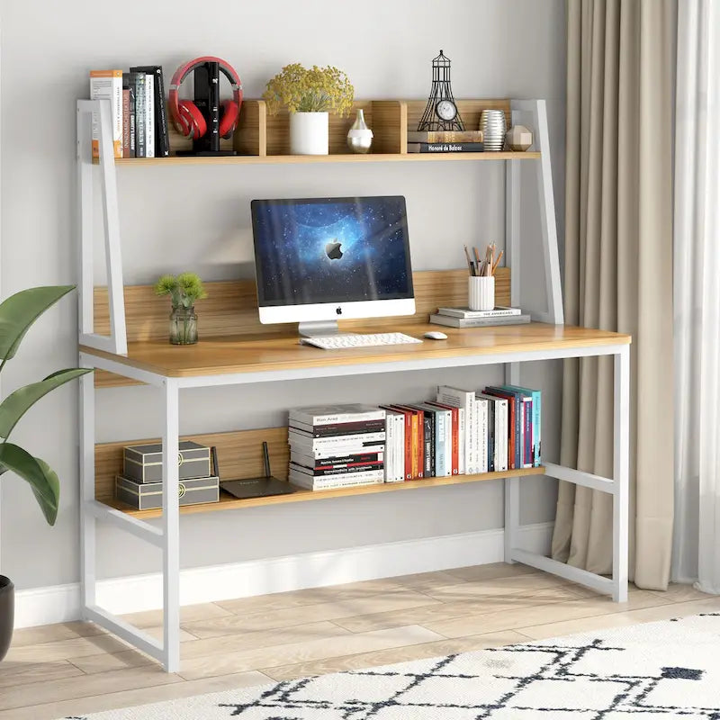 47 Inch Modern Computer Desk with Hutch and Bookshelf