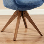 Modern Home Office Swivel Arm Accent Chair with Wood Legs