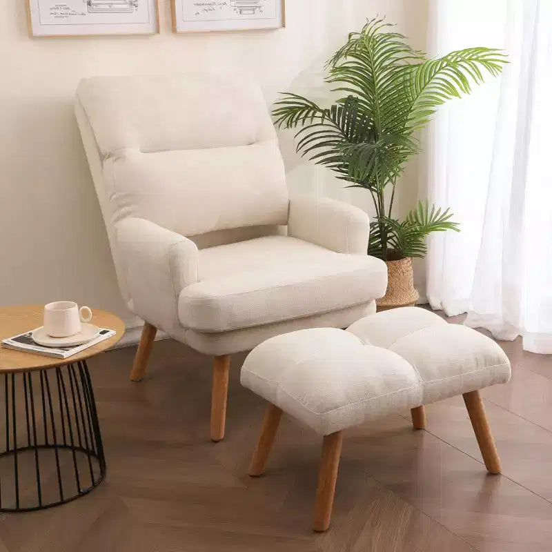 Okak Modern Accent Chair Living Room Chair with Ottoman and Adjustable Backrest Comfy Upholstered Armchair for Lounge Office Bedroom
