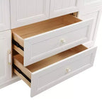White Wood 61.42 in. Armoire with 2 Drawers, Hanging Rod and Shelves