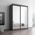 Mirrored 2-Door Wardrobe Armoire with High-Gloss Finish | 47 or 59 Wide