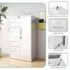 Metal Storage Vertical Filing Cabinet with Lock, Steel File Locker with 4 Drawers